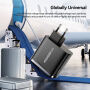 ESSAGER ES-CD56 GaN rýchlonabíjací adaptér s displejom a portmi 2x USB-C / USB-A - 100W - čierny