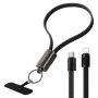 ESSAGER ES-X84 2v1 opletený nabíjací a dátový kábel a pútko - USB-C na Lightning - 30 cm - čierny