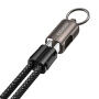 ESSAGER ES-X84 2v1 opletený nabíjací a dátový kábel a pútko - USB-C na Lightning - 30 cm - čierny