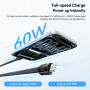 ESSAGER ES-X84 2v1 opletaný nabíjací a dátový kábel a pútko - USB-C na USB-C - 30 cm - čierny