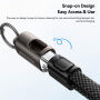 ESSAGER ES-X84 2v1 opletaný nabíjací a dátový kábel a pútko - USB-C na USB-C - 30 cm - čierny