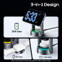 ESSAGER T50 Qi2 3v1 magnetický bezdrôtový stojan s podsvietením pre iPhone / Apple Watch / AirPods - 25W - sivý