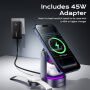 ESSAGER T50 Qi2 3v1 magnetický bezdrôtový stojan s podsvietením pre iPhone / Apple Watch / AirPods - 25W - sivý
