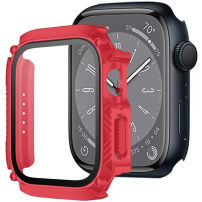 Odolné Armor puzdro s tvrdeným sklom pre Apple Watch 41 mm - červené
