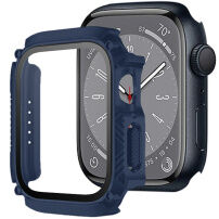 Odolné Armor puzdro s tvrdeným sklom pre Apple Watch 41 mm - tmavomodré