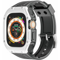Odolné puzdro s remienkom a pokovovaným rámčekom pre Apple Watch Ultra 49mm - čiernobiele