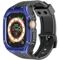 Odolné puzdro s remienkom a pokovovaným rámčekom pre Apple Watch Ultra 49mm - čiernomodré