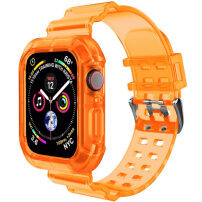 Odolné puzdro s transparentným remienkom pre Apple Watch 41mm / 40mm / 38mm - neónovo oranžové