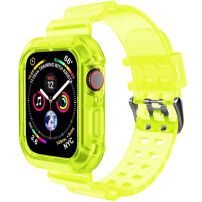 Odolné puzdro s transparentným remienkom pre Apple Watch 41mm / 40mm / 38mm - neónovo žlté