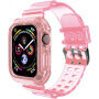Odolné puzdro s transparentným remienkom pre Apple Watch 41mm / 40mm / 38mm - neónovo ružové