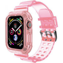 Odolné puzdro s transparentným remienkom pre Apple Watch 41mm / 40mm / 38mm - neónovo ružové