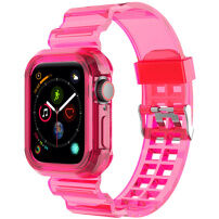 Odolné púzdro s transparentným remienkom pre Apple Watch 46mm - neónovo ružové