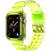Odolné puzdro s transparentným remienkom pre Apple Watch 46mm - neónovo žlté