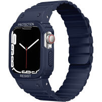 Odolné silikónové puzdro s magnetickým remienkom na Apple Watch 41 mm / 40 mm - tmavomodré