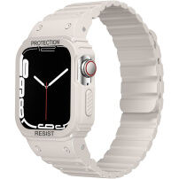 Odolné silikónové puzdro s magnetickým remienkom na Apple Watch 41 mm / 40 mm - béžové