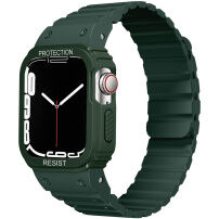 Odolné silikónové puzdro s magnetickým remienkom na Apple Watch 41 mm / 40 mm - tmavozelené