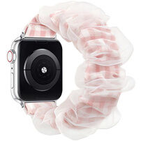 xDfind remienok v štýle gumičky s kockovaným vzorom pre Apple Watch 42mm / 41mm / 40mm / 38mm - ružový