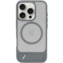 LeReach matný kryt s MagSafe a výklopným stojanom pre iPhone 16 Pro - sivý