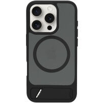 LeReach matný kryt s MagSafe a výklopným stojanom pre iPhone 16 Pro - čierny