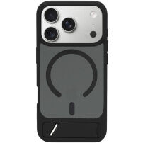 LeReach matný kryt s MagSafe a výklopným stojanom pre iPhone 17 Pro Max - čierny