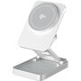 JJT-C42 3v1 skladací magnetický bezdrôtový stojan pre iPhone / Apple Watch / AirPods - 15W - strieborný