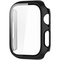 Pokovené ochranné puzdro s tvrdeným sklom pre Apple Watch 41 mm - čierne