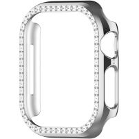 Metalické púzdro posiate kamienkami pre Apple Watch 41mm - strieborné