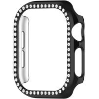Metalické púzdro posiate kamienkami pre Apple Watch 42mm (Series 10 / 11) - čierne