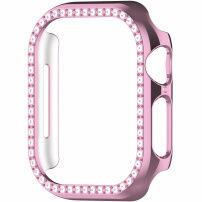 Metalické púzdro posiate kamienkami pre Apple Watch 45mm - ružové