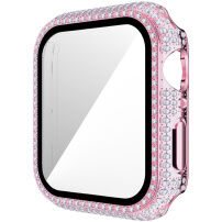 Puzdro osadené kamienky s tvrdeným sklom pre Apple Watch 38 mm - ružové