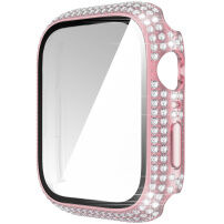 Puzdro osadené kamienky s tvrdeným sklom pre Apple Watch 41 mm - ružové