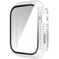 Puzdro osadené kamienky s tvrdeným sklom pre Apple Watch 41 mm - číre