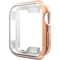 Metalické púzdro z mäkkého plastu s ochranou displeja pre Apple Watch 40mm - ružovozlaté