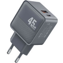 WEKOME WP-U103 GaN rýchlonabíjací adaptér s portmi USB-C / USB-A - 45W - sivý