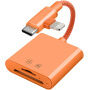 2v1 redukcia s čítačkou kariet - slot na SD / TF kartu na USB-C / Lightning - oranžová