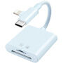 2v1 redukcia s čítačkou kariet - slot na SD / TF kartu na USB-C / Lightning - modrá