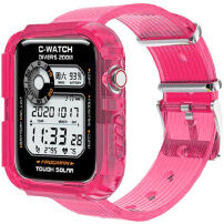 Puzdro s transparentným remienkom pre Apple Watch 41mm / 40mm / 38mm - neónovo ružové