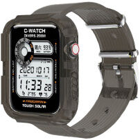 Puzdro s transparentným remienkom pre Apple Watch 45mm / 44mm / 42mm - sivé