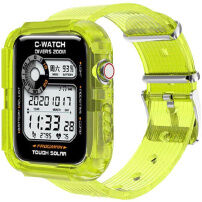 Puzdro s transparentným remienkom pre Apple Watch 45mm / 44mm / 42mm - neónovo žlté