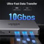 UGREEN 15965 11v1 hub - slot na SD / TF kartu / RJ45 / 2x HDMI / 3,5 mm jack / 2x USB-C / 3x USB-A na USB-C pre MacBook - sivý