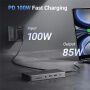 UGREEN 15965 11v1 hub - slot na SD / TF kartu / RJ45 / 2x HDMI / 3,5 mm jack / 2x USB-C / 3x USB-A na USB-C pre MacBook - sivý