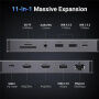 UGREEN 15965 11v1 hub - slot na SD / TF kartu / RJ45 / 2x HDMI / 3,5 mm jack / 2x USB-C / 3x USB-A na USB-C pre MacBook - sivý
