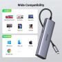 UGREEN CM512 7v1 hub - slot na SD / TF kartu / RJ45 / HDMI / USB-C / 2x USB-A na USB-C - sivý