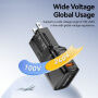 ESSAGER G535 GaN univerzálny cestovný adaptér s portmi USB-C / USB-A a výsuvnými zástrčkami - 35W - čierny