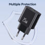 USAMS CC315 GaN rýchlonabíjací adaptér s portmi USB-C / USB-A - 25W - čierny