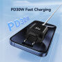 USAMS CC316 GaN rýchlonabíjací adaptér s portmi USB-C / USB-A - 30W - biely