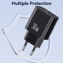 USAMS CC316 GaN rýchlonabíjací adaptér s portmi USB-C / USB-A - 30W - biely