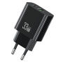 USAMS CC317 GaN rýchlonabíjací adaptér s portmi USB-C / USB-A - 33W - čierny