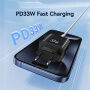 USAMS CC317 GaN rýchlonabíjací adaptér s portmi USB-C / USB-A - 33W - čierny