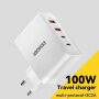 ESSAGER ES-CD37 rýchlonabíjací adaptér s portmi 2x USB-C / 2x USB-A - 100W - biely